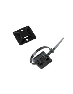 Pack 100 unid. base de anclaje adhesiva para bridas 3,6mm negra