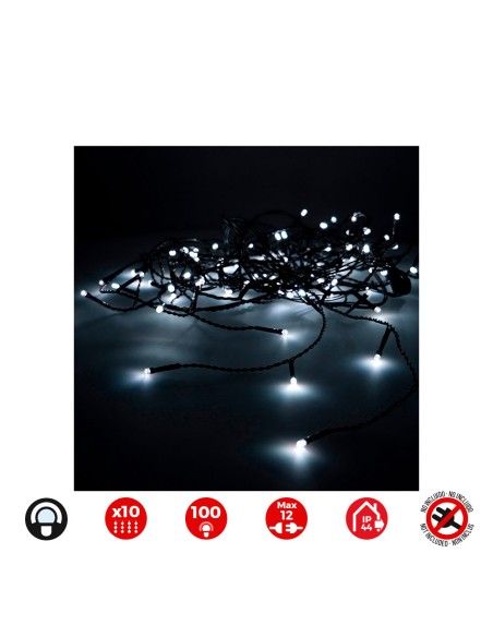 Cortina easy-connect 2x1m 10 tiras 100 leds blanco frio 30v (interior-exterior) total 1,8w