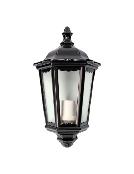 Aplique exterior milan de aluminio y cristal e27 100 w sin bombilla, color negro, luz hacia arriba