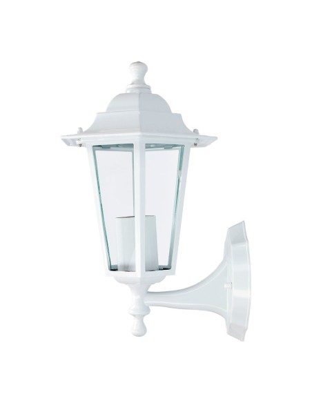 Aplique exterior zurich de aluminio y cristal e27 60 w sin bombilla, color blanco, luz hacia arriba