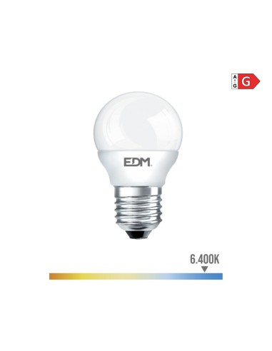 Bombilla esferica led e27 5 w 400 lm 6400 k luz fria ø4,5 x 8 cm