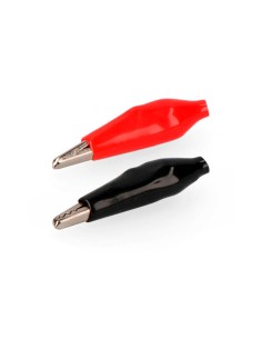 Pinza tipo cocodrilo 2 unidades 1 roja + 1 negra