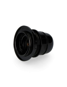 Portalámparas semiroscado + arandela e-27 negro (envasado)