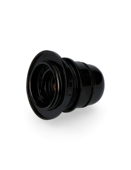 Portalámparas semiroscado + arandela e-27 negro (envasado)