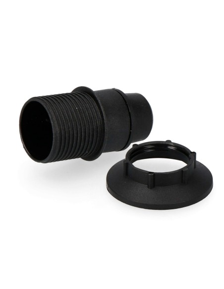 Portalámparas e14 semiroscado + arandela negro (envasado)