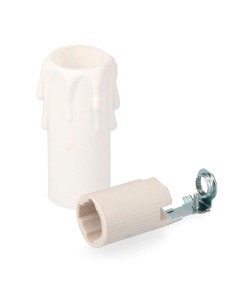 Portalámparas porcelana e-14 + vela corta blanca (envasado)