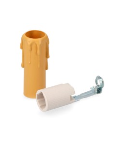 Portalámparas e-14 porcelana + vela mediana crema (envasada)