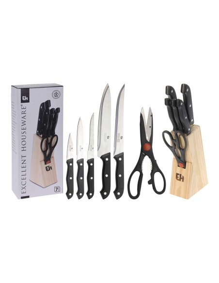 Juego de cuchillos 5 piezas + 1 tijera de cocina + tacoma