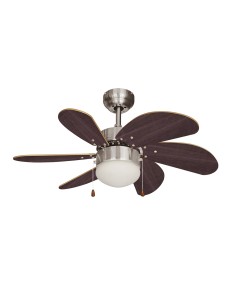 Ventilador de techo modelo aral. color wengue/niquel satinado. potencia: 50w aspas: ø76cm edm
