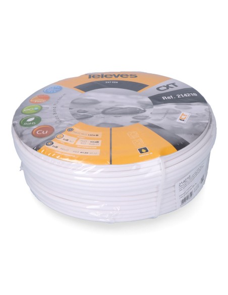 Cable coaxial apantallado rg6 cobre, euro/m (bobina ø270x136mm)