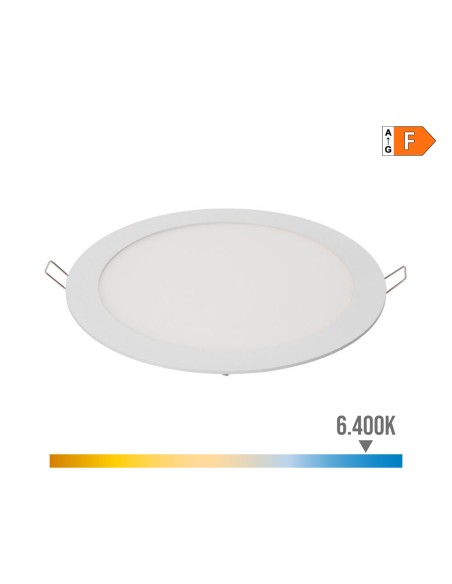 Downlight led empotrable redondo 20 w luz fría 6400 k 1500 lm blanco ø22,5 cm