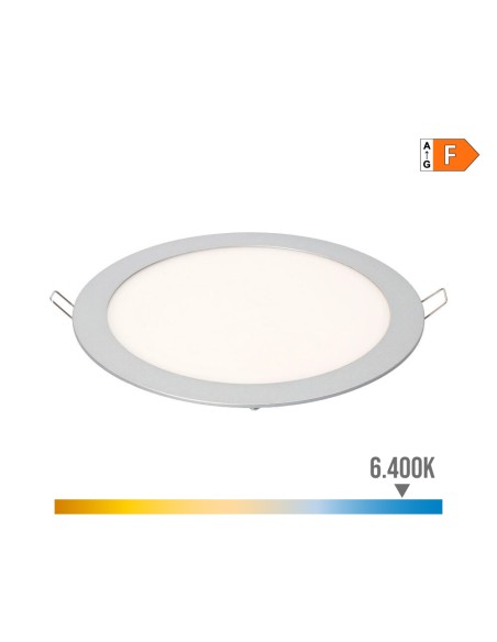 Downlight led empotrable redondo 20 w luz fría 6400 k 1500 lm cromado ø22,5 cm