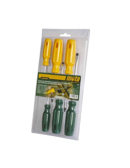 Destornilladores punta plana y phillips, juego de 6 unidades