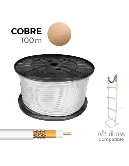 Cable coaxial apantallado rg6 cobre 100% euro/m