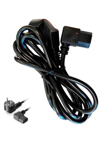 Cable acodado ordenador schuko - iec c13, negro, 2 m