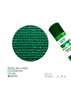 Rollo de malla de ocultación color verde 90g 1x50m