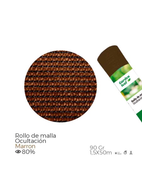 Rollo de malla de ocultación color marrón 90g 1,5x50m