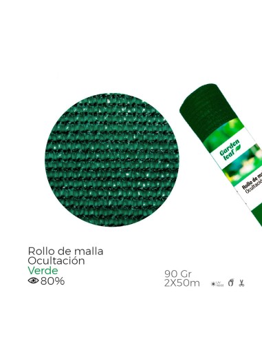 Rollo de malla de ocultación color verde densidad 90g 2x50m