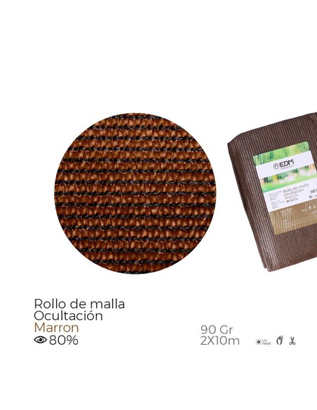 Malla de ocultación color marron 90g 2x10m