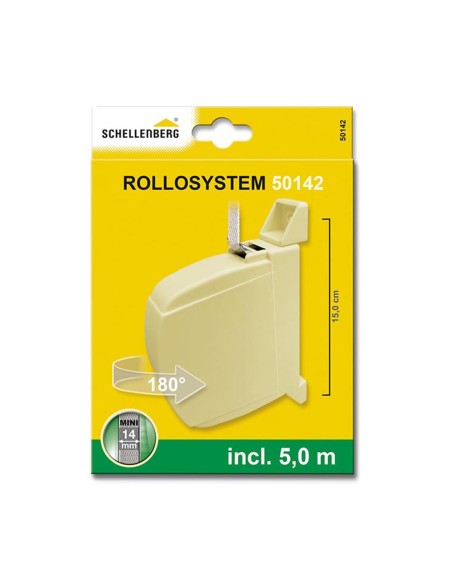 Recogedor exterior abatible giratorio 180° mini de cinta 5 m beige