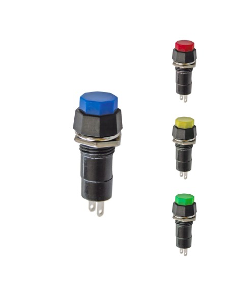 Pulsador base hexagonal 1a 250v, colores surtidos