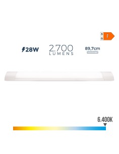 Regleta led 28 w 6500 k luz fria 2700 lm 89,7 x 3,1 x 8 cm