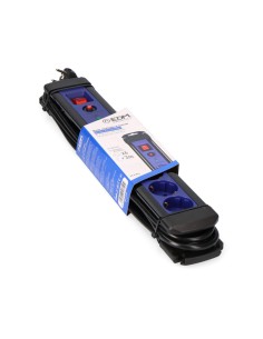Base multiple 6 tomas 2p+t con interruptor luminoso+protector, 3 m cable h05vv-f 3g1,5 mm negra/azul
