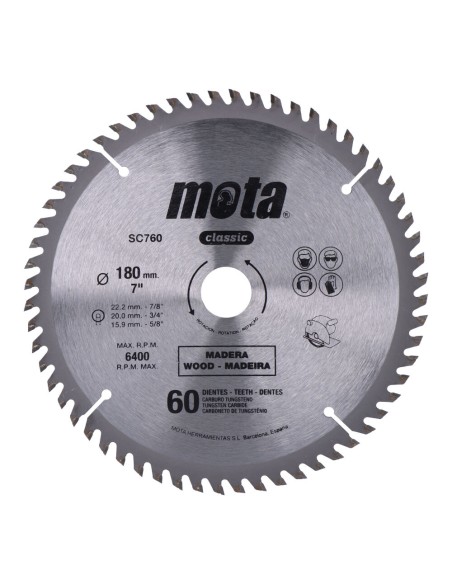Sierra circular widia ø180 mm 60 dientes