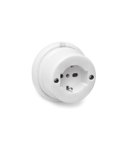 Base schuko t/tl superficie de porcelana serie vintage 16a 250v ø80mm blanco