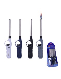 Encendedor con llama resistente al viento recargable 27,5 x 5 x 2 cm colores surtidos euro/u