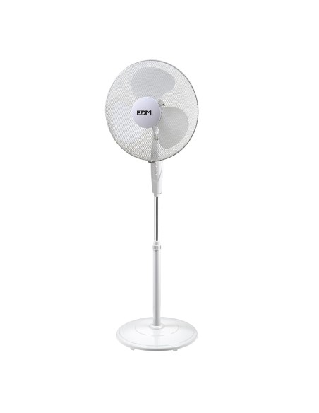 Ventilador de pie base circular, blanco, potencia 45 w 55,6 db aspas ø40 cm, altura regulable 110-130 cm