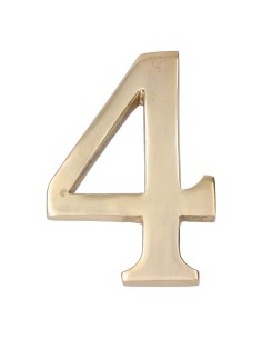 Número 4 latón pulido 10cm fijación invisible