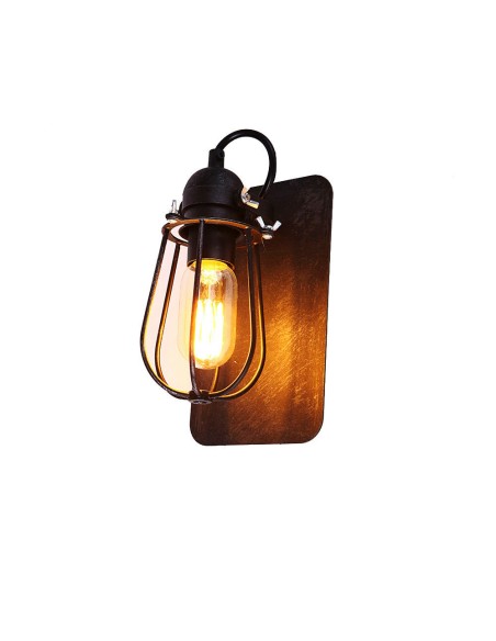 Aplique de pared metalico vintage e27 60 w color negro 15 x 22 cm