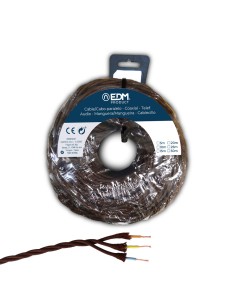 Carrete cable paralelo textil trenzado h05vv-f 3 g 1,50 mm marrón, 25 m