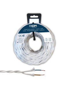 Carrete cable paralelo textil trenzado h05vv-f 2 x 1,50 mm blanco, 5 m