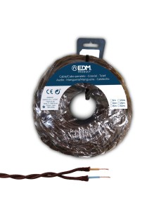 Carrete cable paralelo textil trenzado h05v-k 2 x 1,00 mm marrón, 5 m