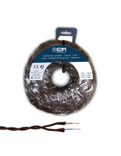 Carrete cable paralelo textil trenzado h05vv-f 2 x 1,50 mm marrón, 5 m
