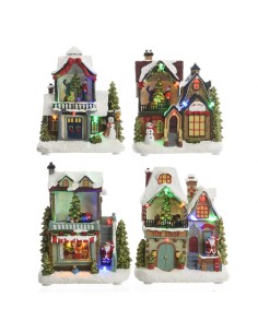 Casita navideña led 3xaa modelos surtidos 14x9x20cm