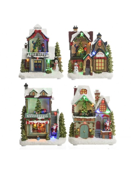 Casita navideña led 3xaa modelos surtidos 14x9x20cm