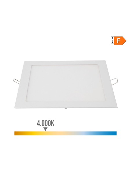 Downlight led empotrable cuadrado 20 w luz día 4000 k 1500 lm color blanco 22 x 22 cm