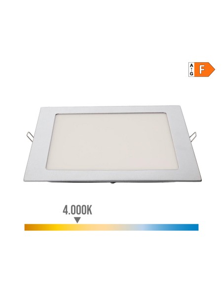 Downlight led empotrable cuadrado 20w luz dia 4000 k 1500 lm color cromado 22 x 22 cm