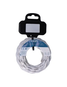 Carrete cable textil trenzado h03vv-f 2 x 0,75 mm gris plateado, 5 m