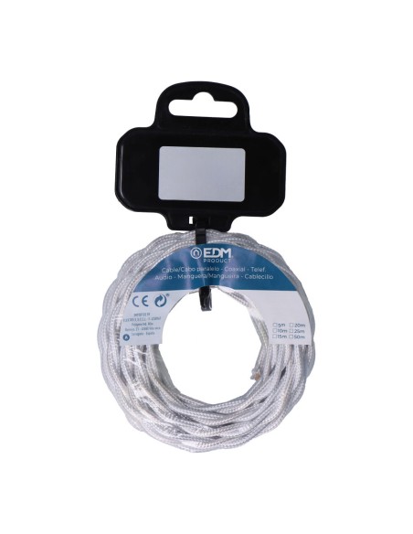 Carrete cable textil trenzado h03vv-f 2 x 0,75 mm gris plateado, 5 m