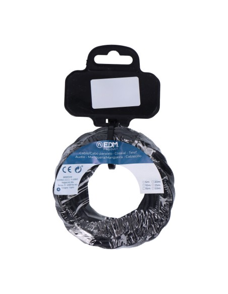 Carrete cable textil trenzado h03vv-f 2 x 0,75 mm negro, 5 m