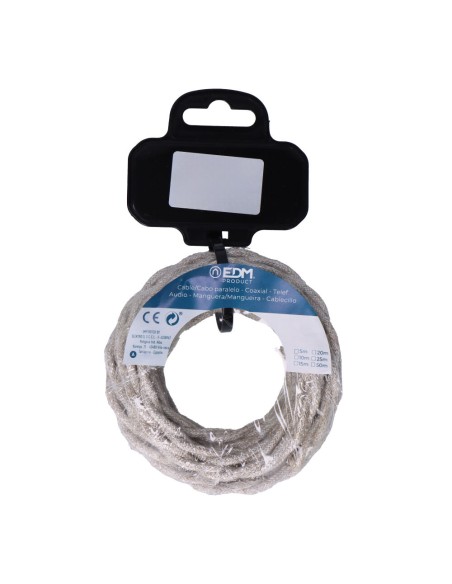 Carrete cable textil trenzado h03vv-f 2 x 0,75 mm lino, 5 m