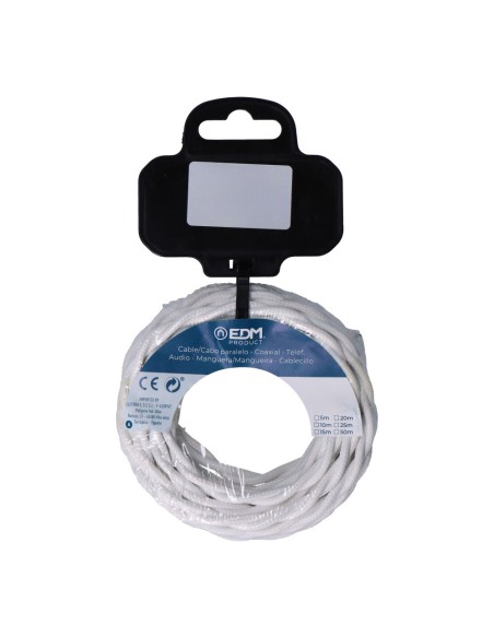 Carrete cable textil trenzado h03vv-f 2 x 0,75 mm blanco, 5 m