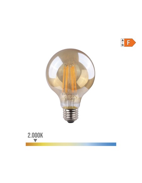 Bombilla de globo con filamento de led, cristal vintage e27 8 w 720 lm 2000 k luz calida ø8 x 12 cm