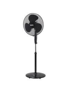 Ventilador de pie base circular, negro, potencia 45 w 55,6 db aspas ø40 cm, altura regulable 110-130 cm
