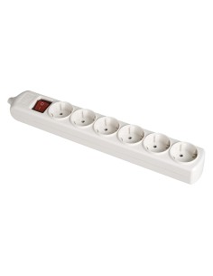 Base bipolar 6 tomas con t/tl 10/16 a 250 v blanco + interruptor luminoso.