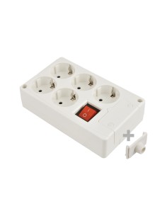 Base multiple 5 tomas t/tl 10/16 a 250 v blanco + interruptor luminoso